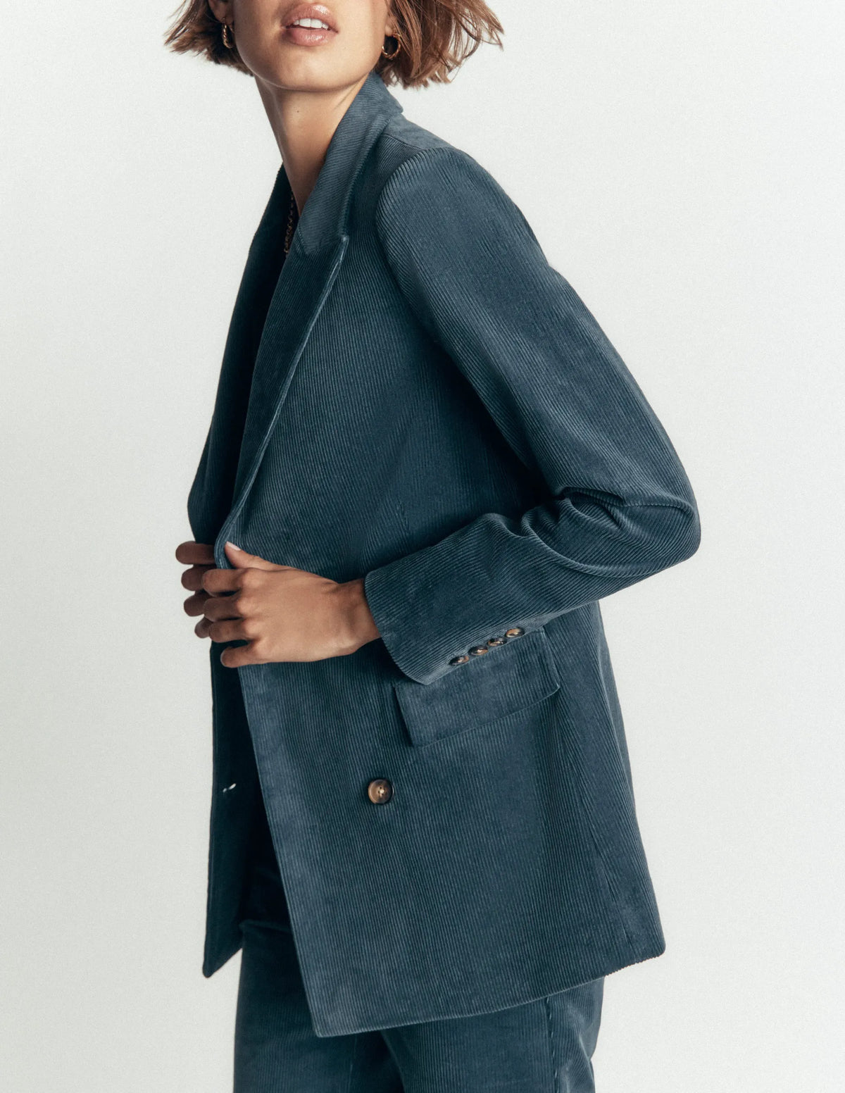 Double Breasted Blazer-Storm Blue