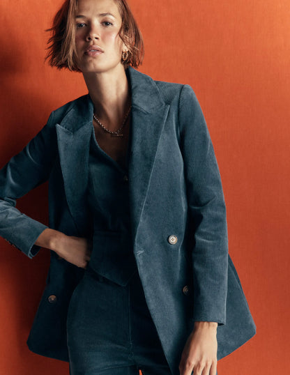Double Breasted Blazer-Storm Blue
