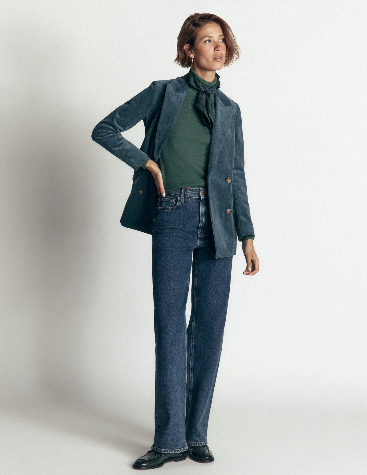Double Breasted Blazer-Storm Blue