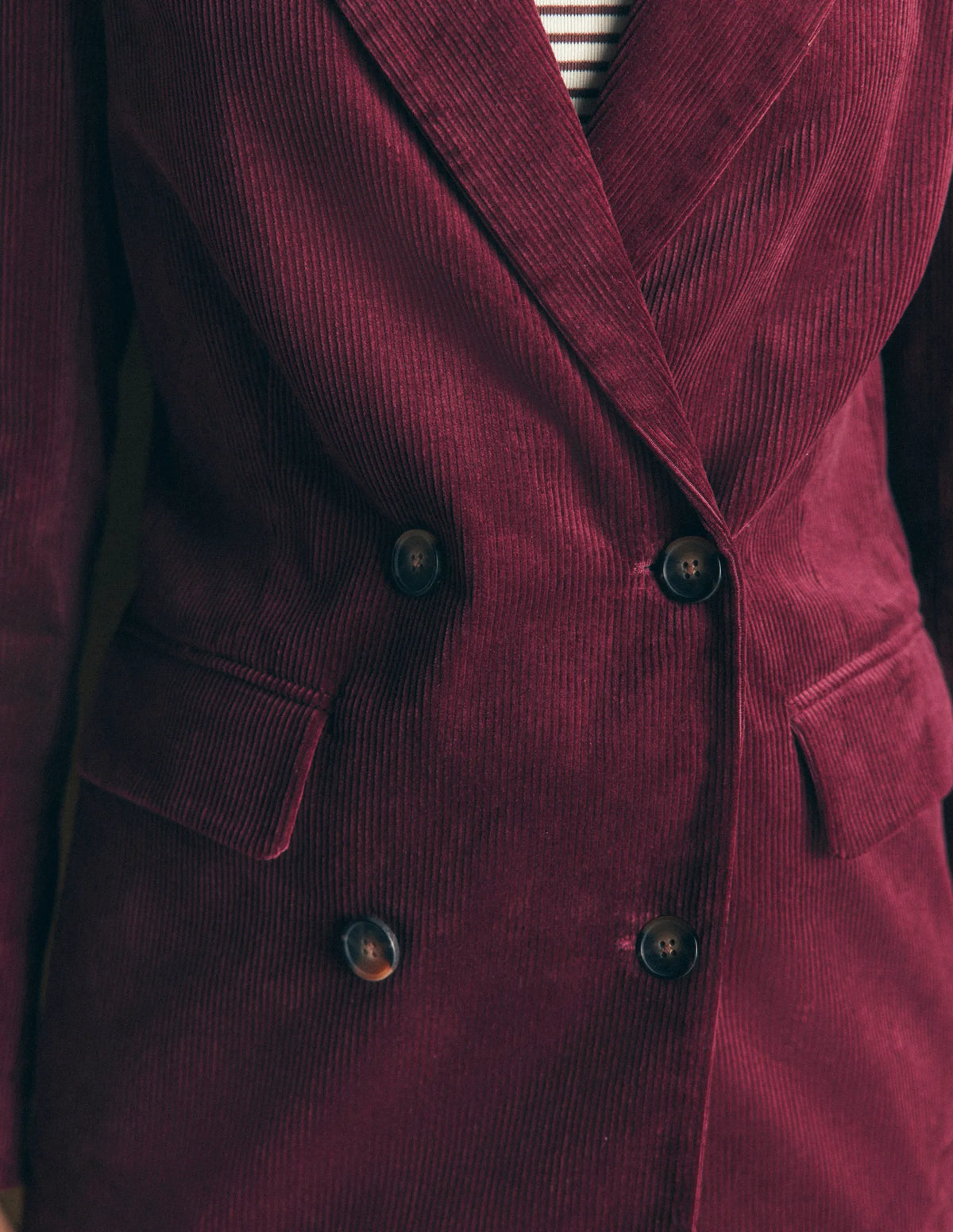Double Breasted Blazer-Dark Crimson