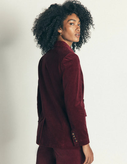 Double Breasted Blazer-Dark Crimson