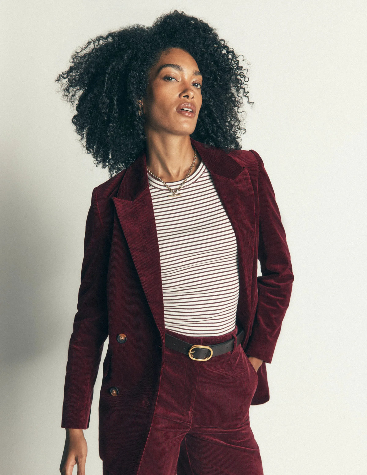 Double Breasted Blazer-Dark Crimson