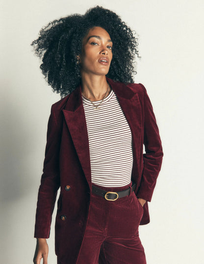 Double Breasted Blazer-Dark Crimson