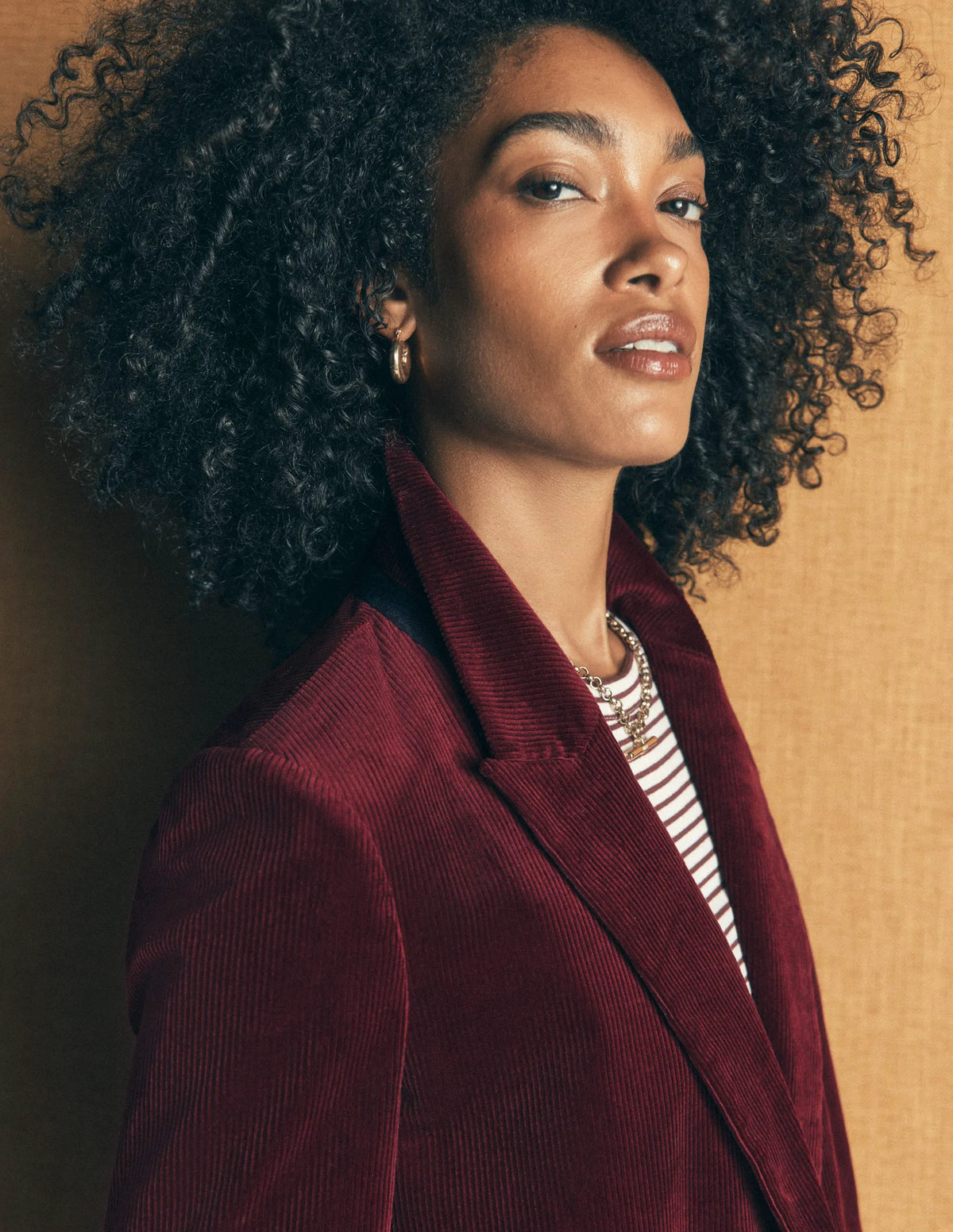 Double Breasted Blazer-Dark Crimson