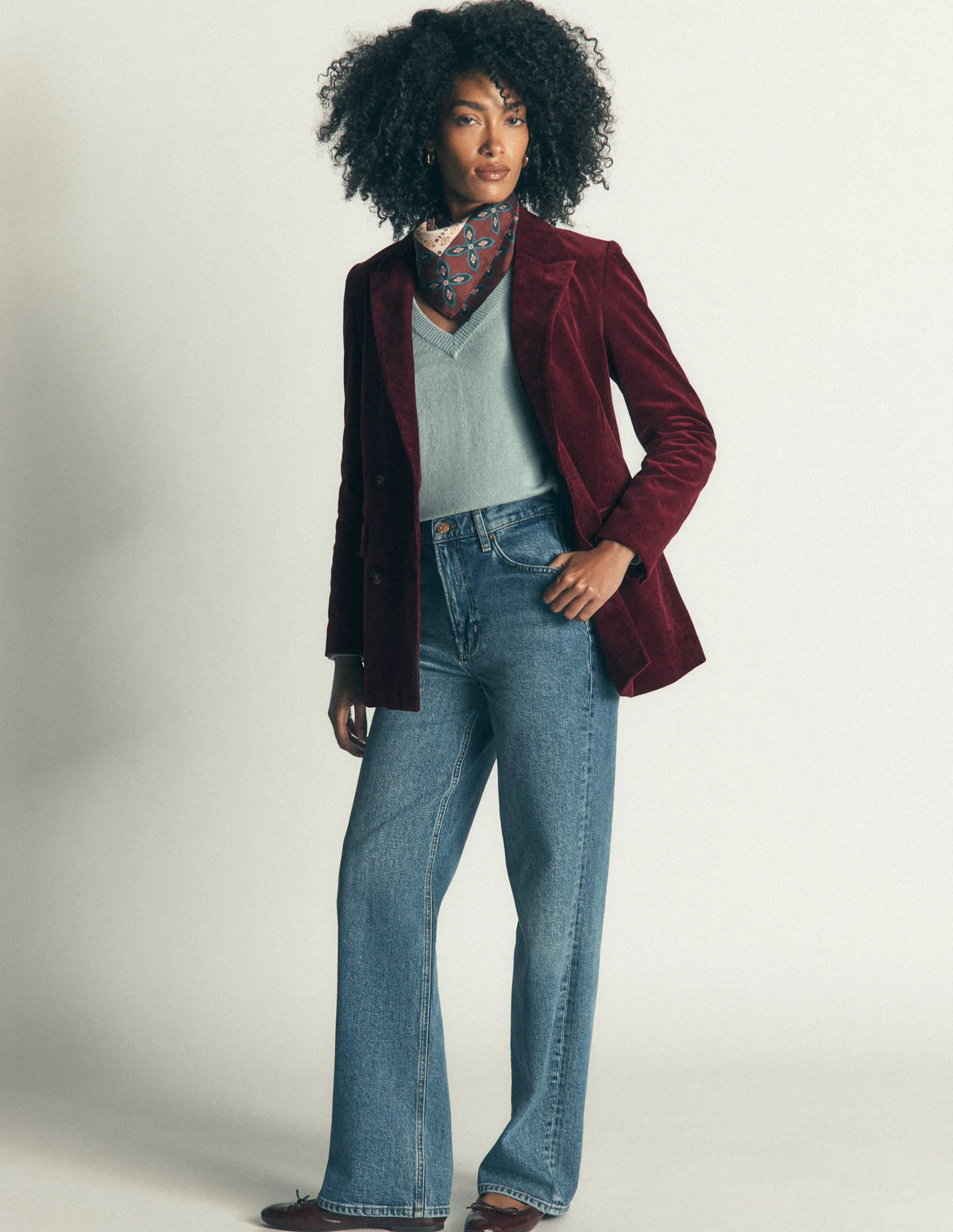 Double Breasted Blazer-Dark Crimson
