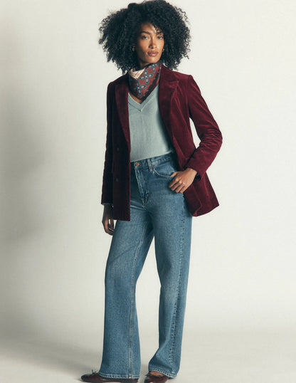 Double Breasted Blazer-Dark Crimson