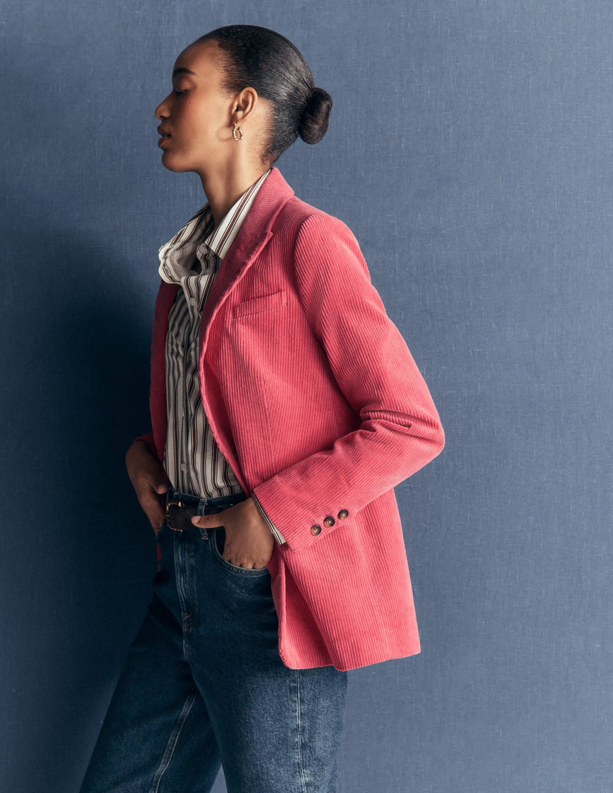 Woodbridge Cord Blazer-Cherry Blush