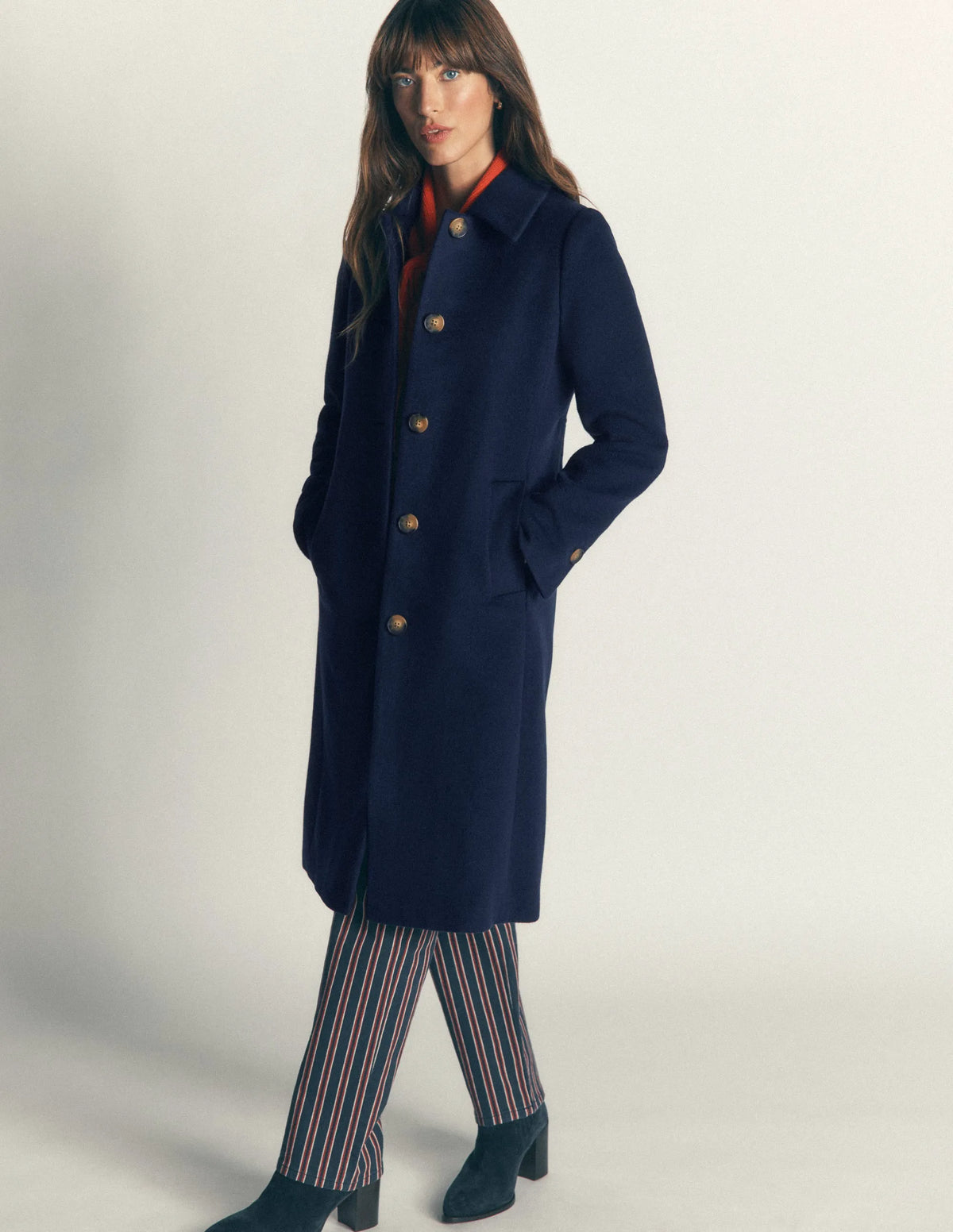 Aylesford Longline Coat-Navy