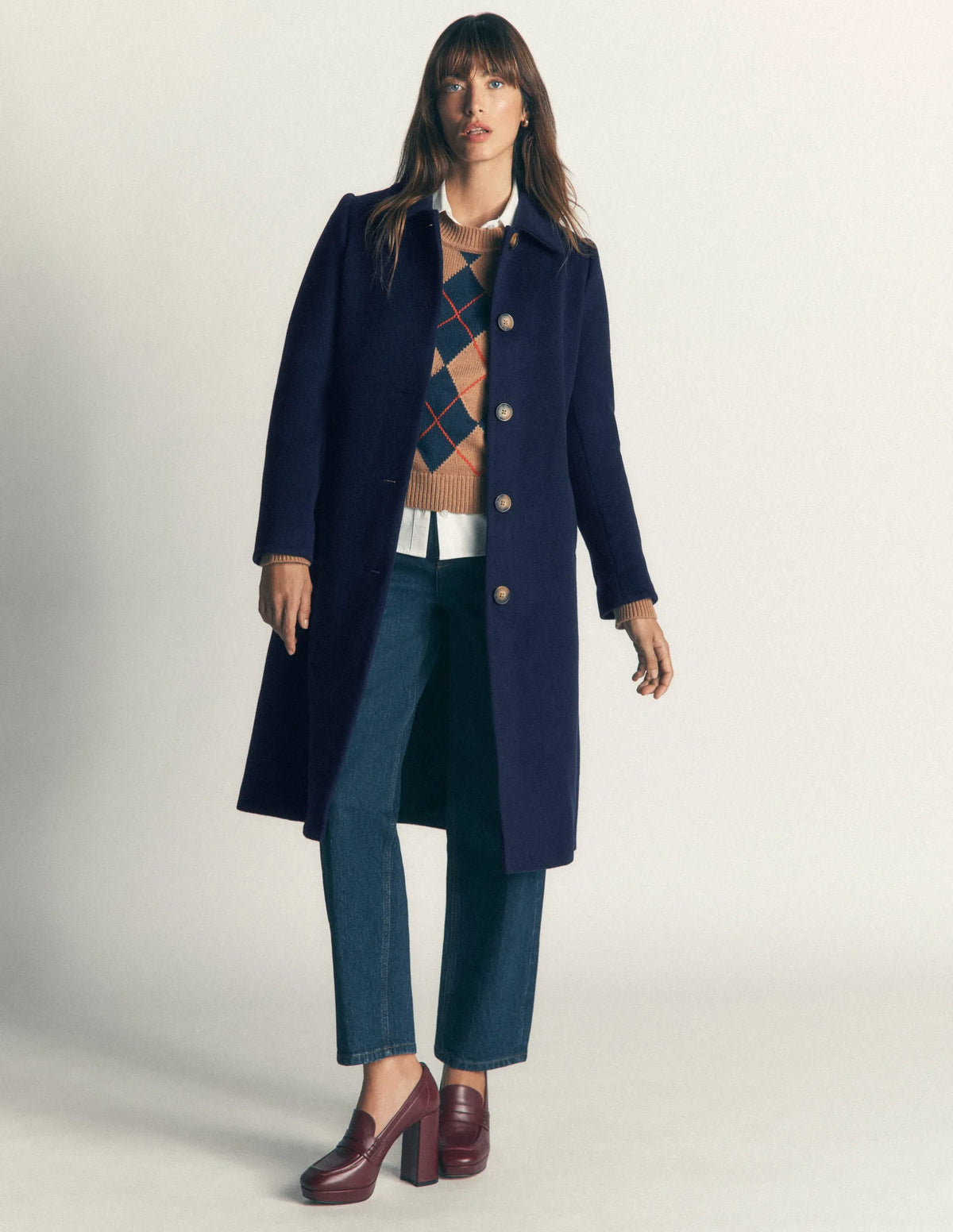 Aylesford Longline Coat-Navy