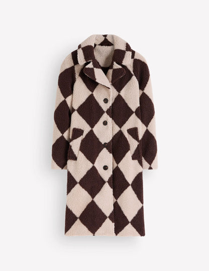 Cotswold Borg Coat-Mink & Brown Giant Borg Argyle