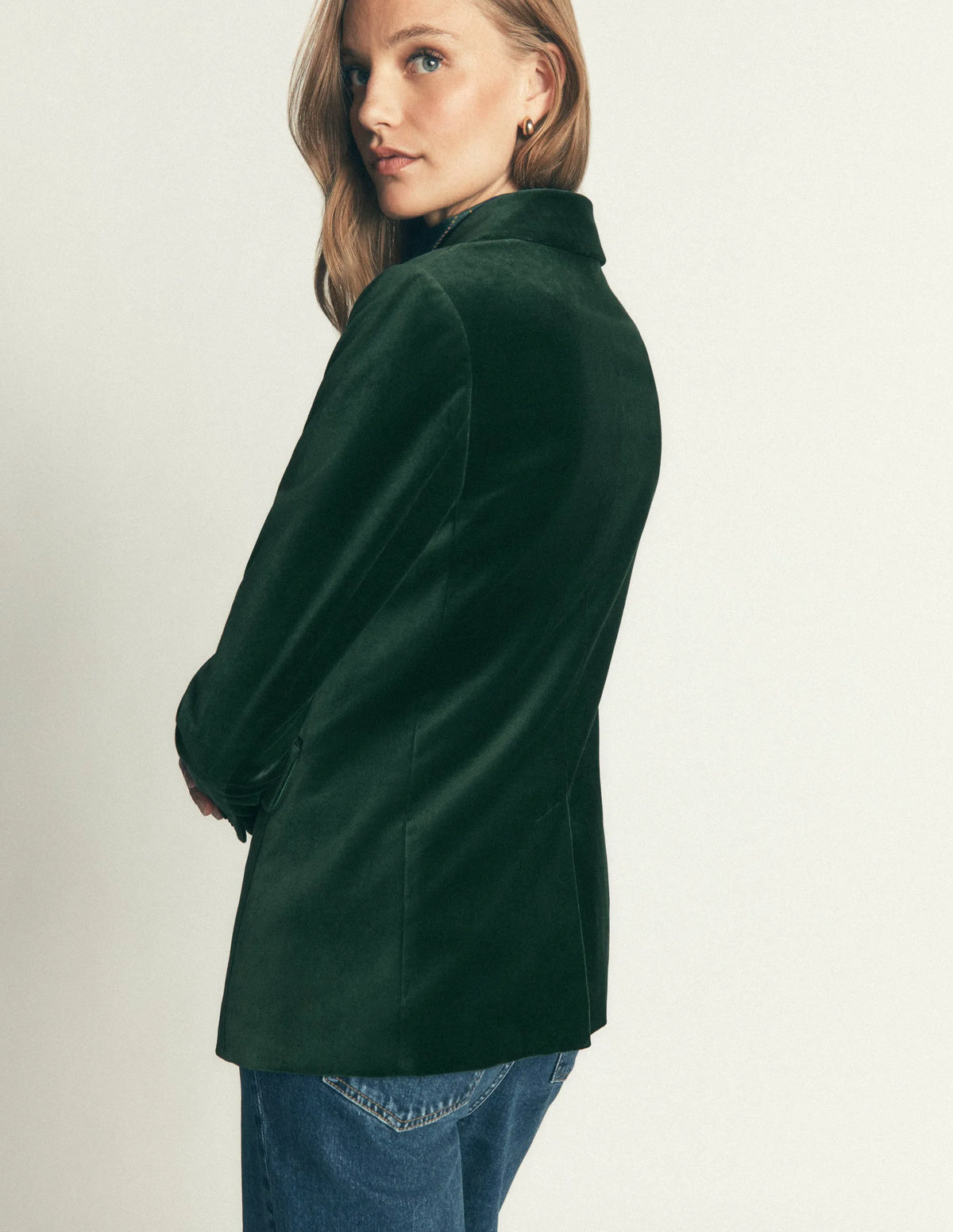 Stamford Velvet Blazer-Midnight Emerald