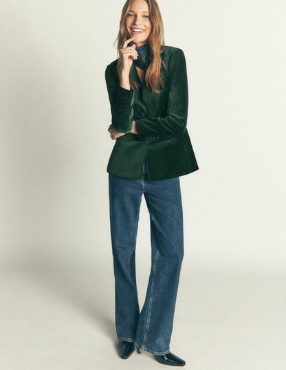Stamford Velvet Blazer-Midnight Emerald